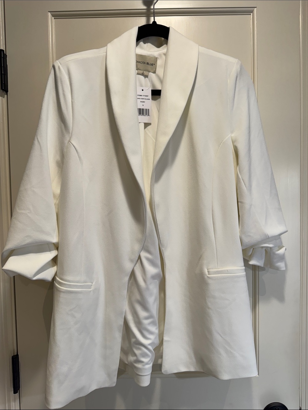 New Dakota Blue white Shawl-Collar Crepe Blazer Jacket womens S